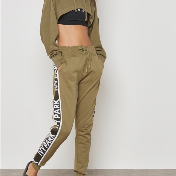 IVY PARK Pants - IVY PARK Logo Tape Olive Green Joggers Sweats S